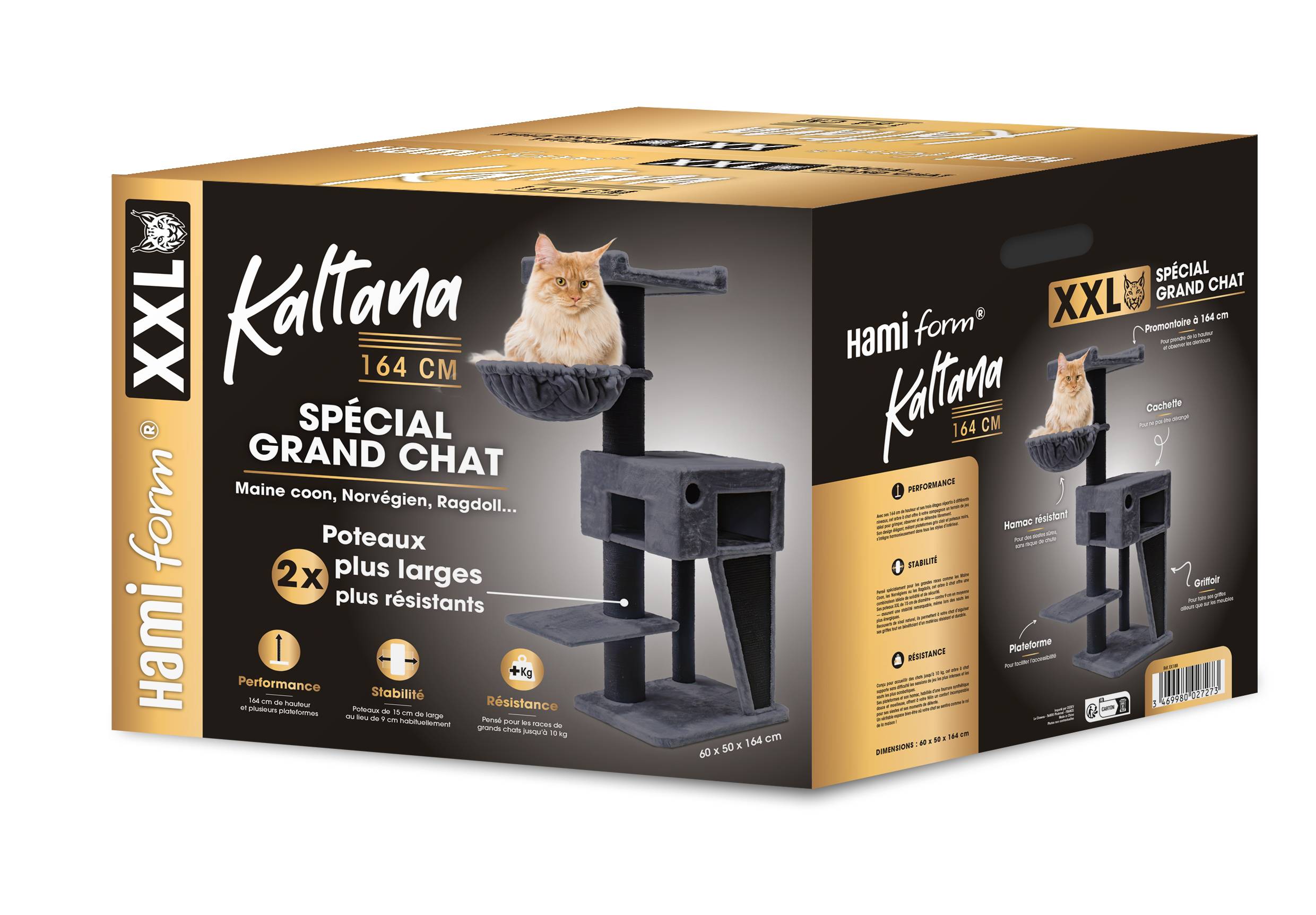 Hamiform - Árbol para gato Kaltana XXL para gatos grandes 164 cm - Hami Form - Imagen 2