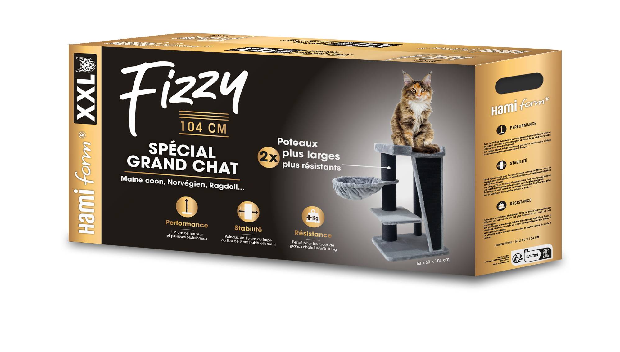 Hamiform - Árbol para gato Fizzy XXL para gatos grandes 104 cm - Hami Form - Imagen 2