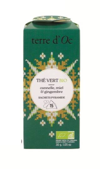 Terre d'Oc - 15 Infusettes thé vert gingembre cannelle 30 g - Terre d'Oc - Image 1