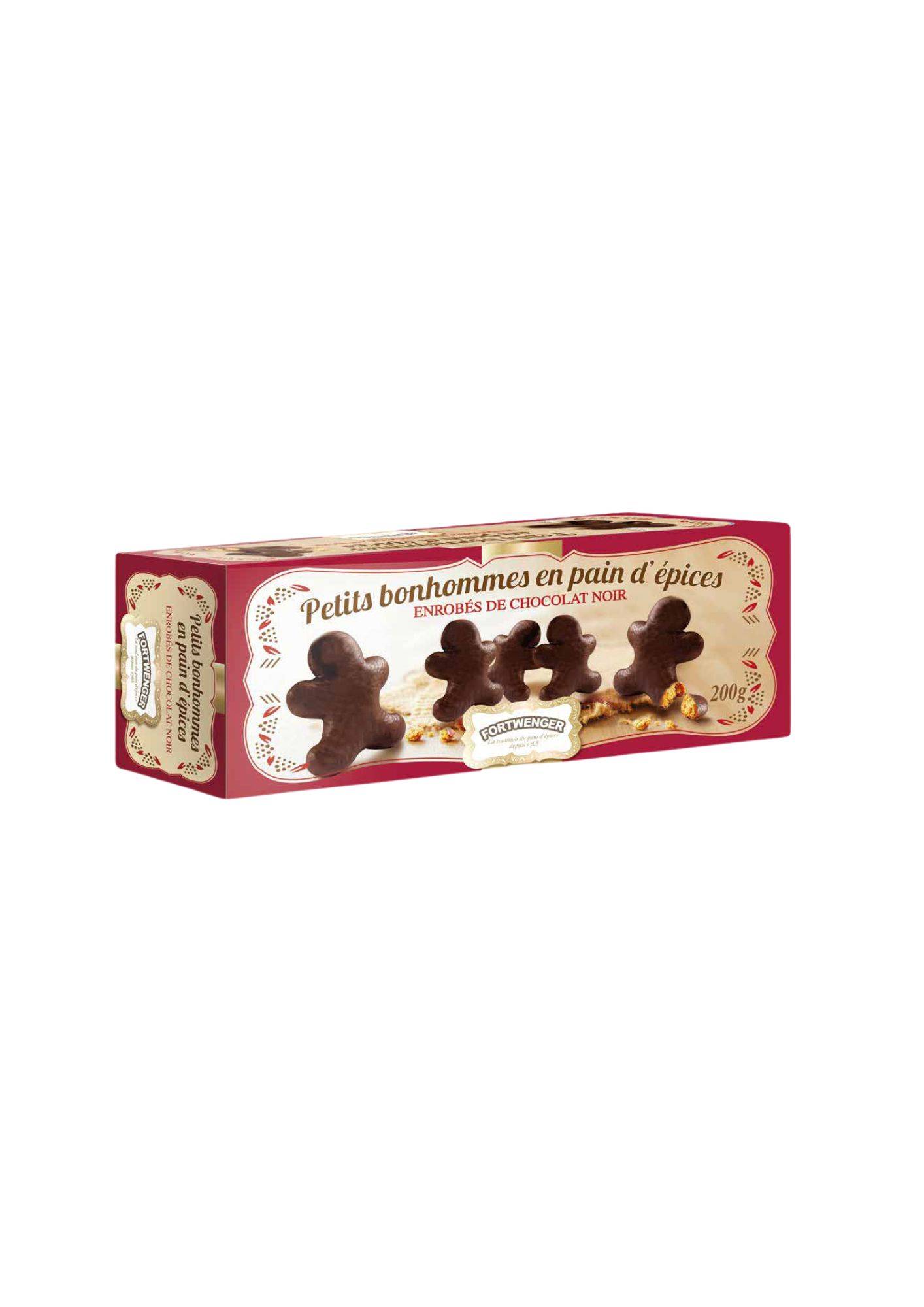 Fortwenger - Muñeco de jengibre cubierto de chocolate negro 200 g - Fortwenger