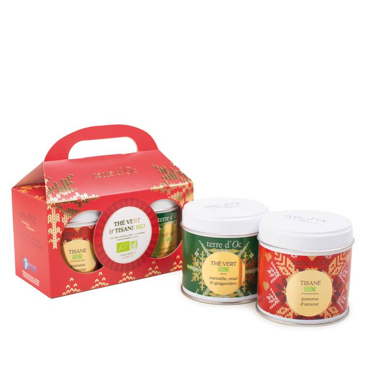 Terre d'Oc - Coffret duo thé vert gingembre miel et infusion pomme d'amour 90 g - Terre d'Oc - Image 2