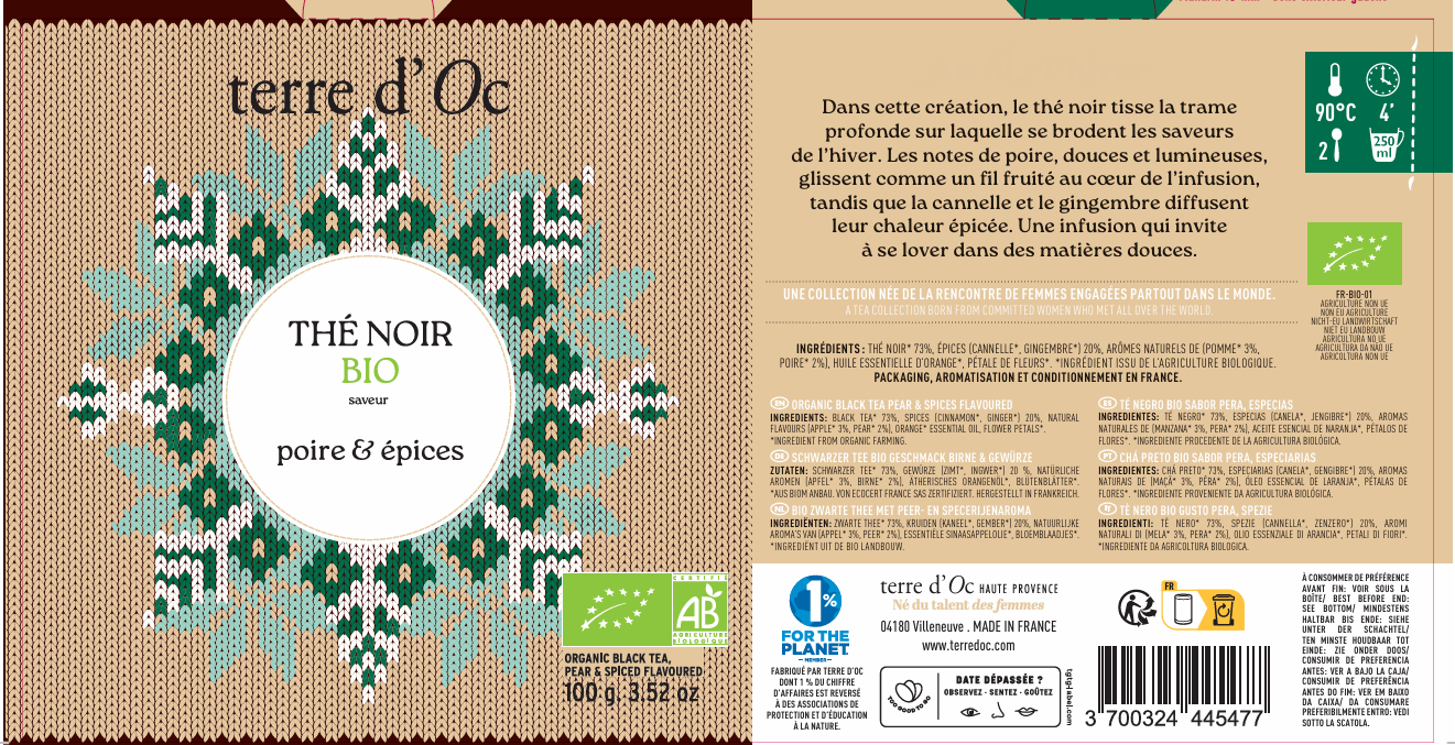 Terre d'Oc - Té negro pera y especias 100 g - Terre d'Oc - Imagen 2