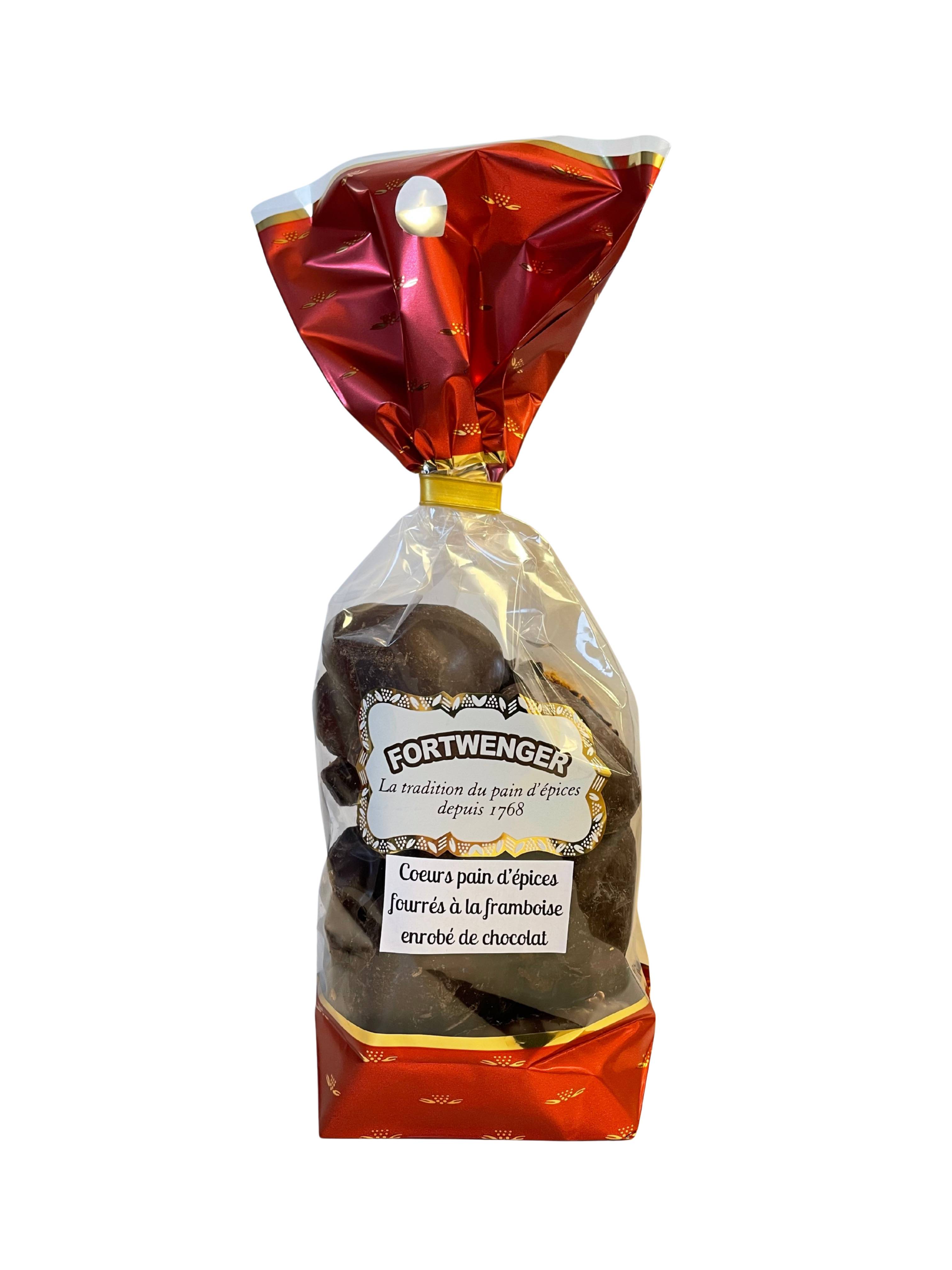 Fortwenger - Cœurs en pain d'épices à la framboise et chocolat 200 g - Fortwenger
