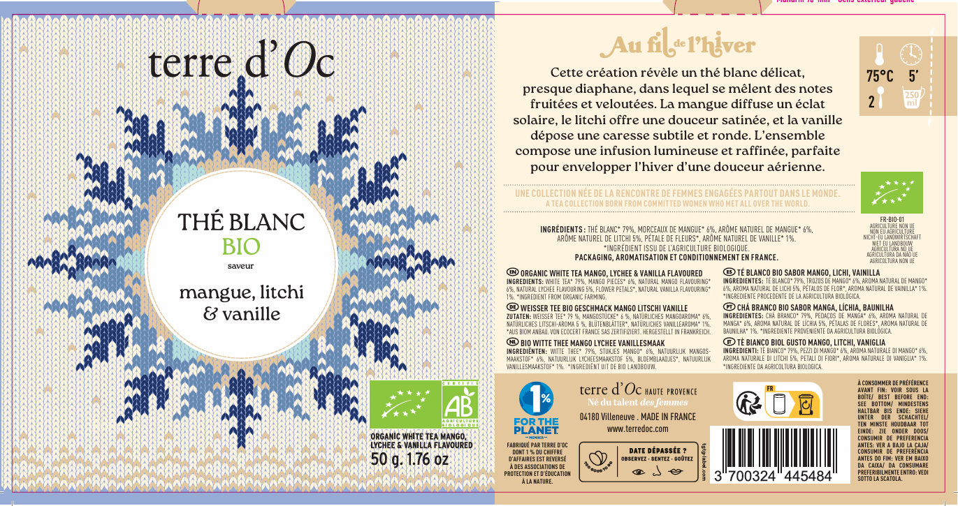 Terre d'Oc - Té blanco mango lichi 50 g - Terre d'Oc - Imagen 2