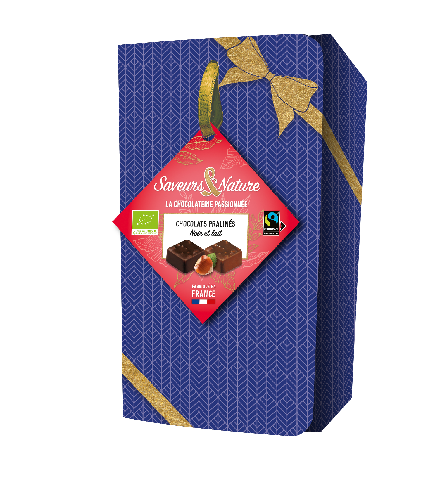 Saveurs et Nature - Ballotin de cuadrados pralinés cubiertos de chocolate negro y leche 128 g - Saveurs et Nature