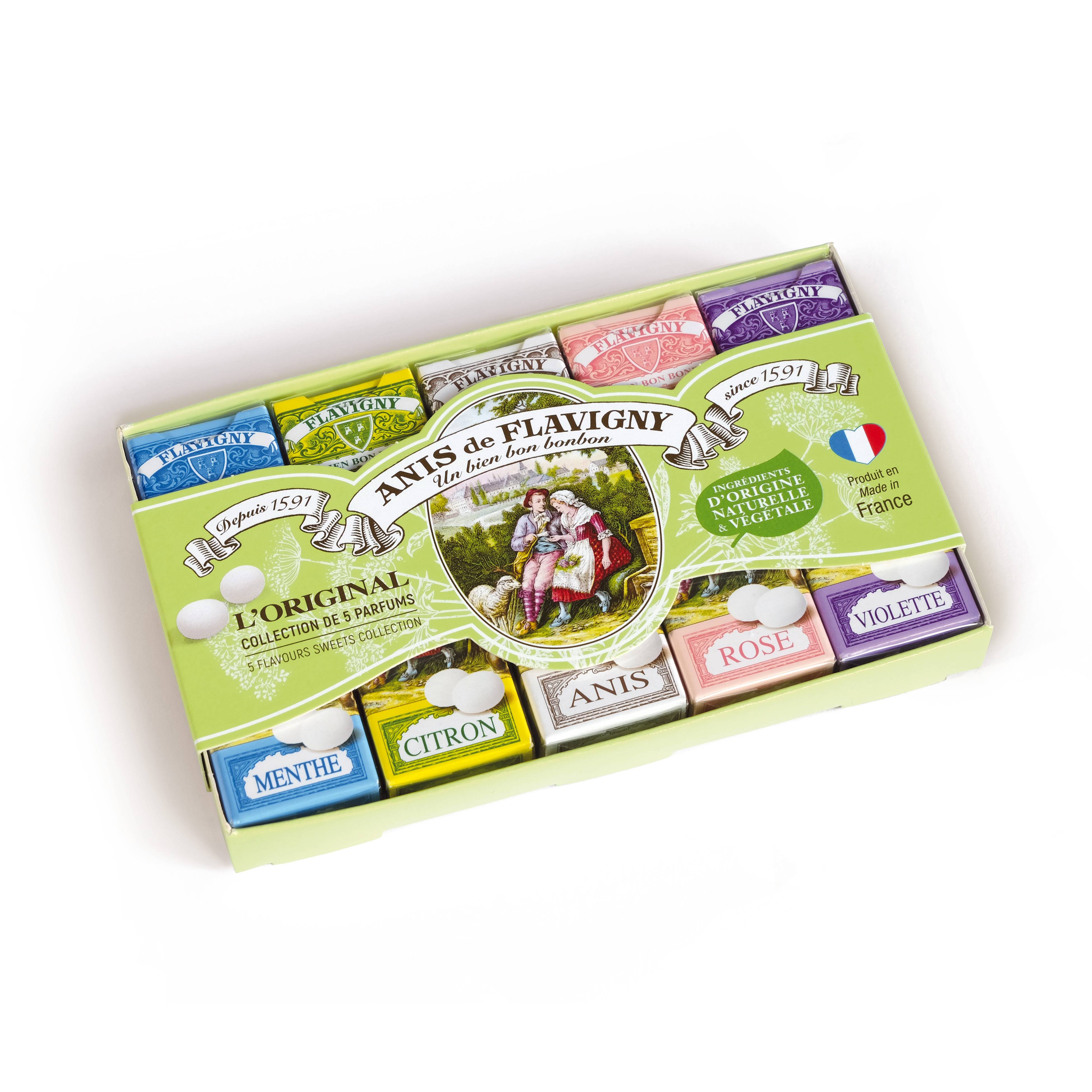 Les Anis de Flavigny - Caja de 5 latas de caramelos 18 g - Les Anis de Flavigny