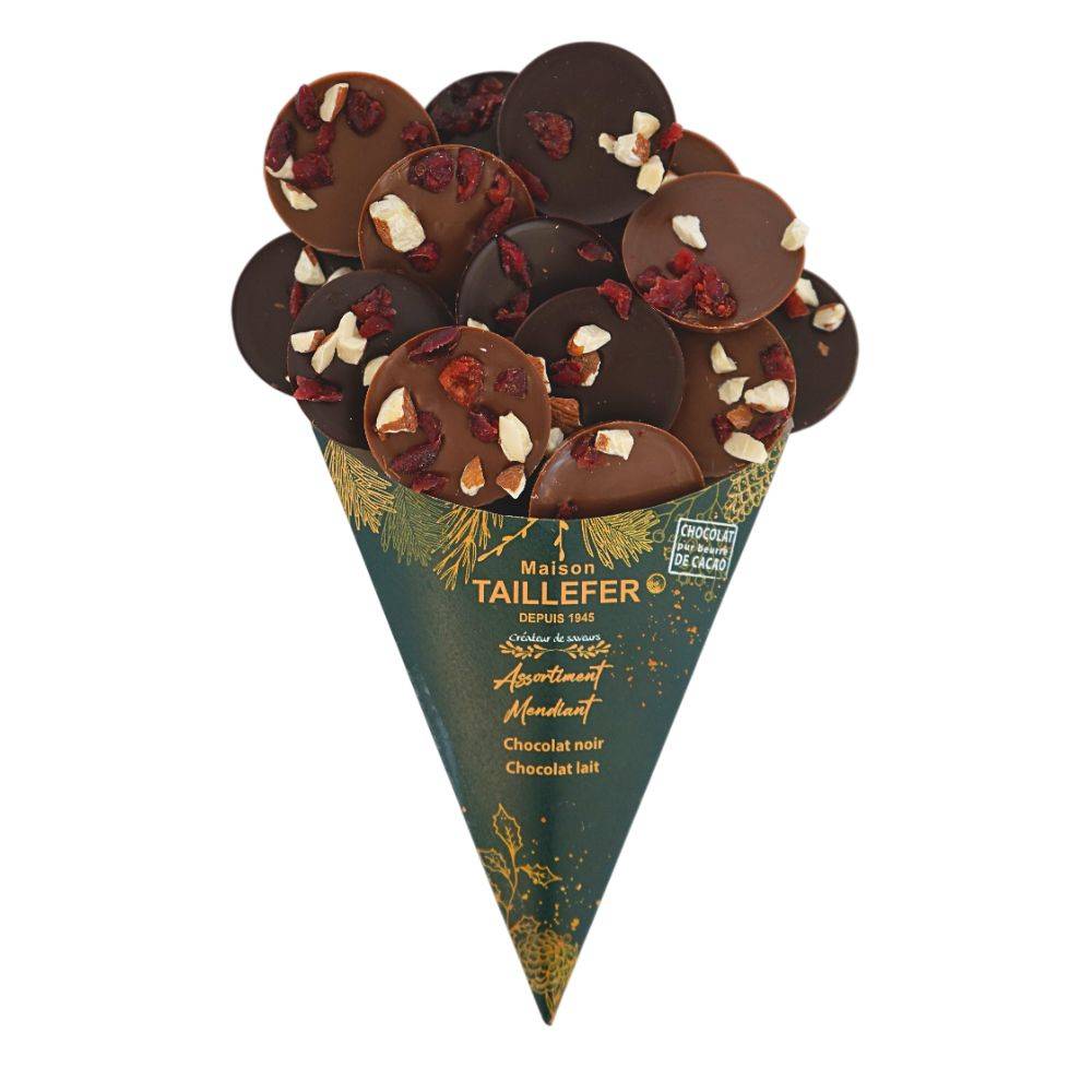 Maison Taillefer - Chocolat Mendiant lait et noir cornet 130 g - Maison Taillefer